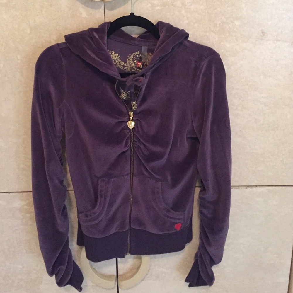Twisted Heart purple velour tracksuit size small